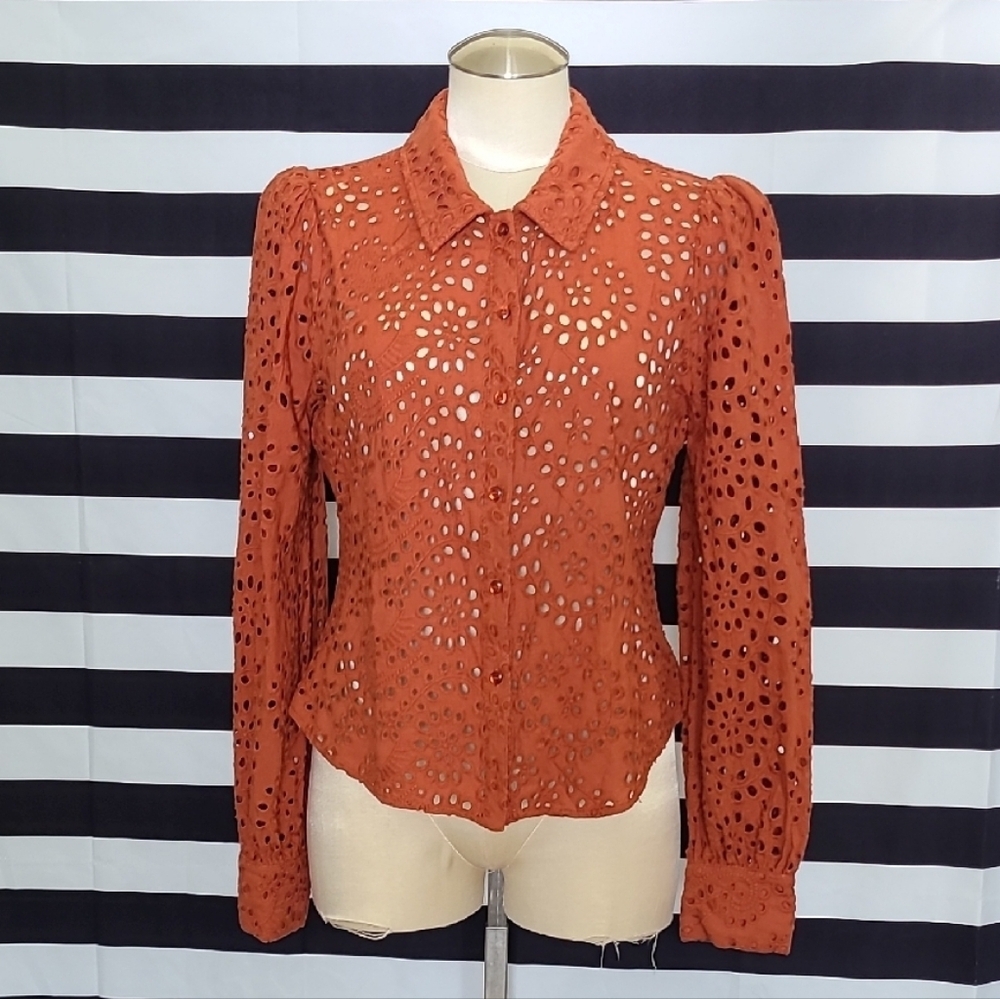 Elegant Lace Button-Up Top